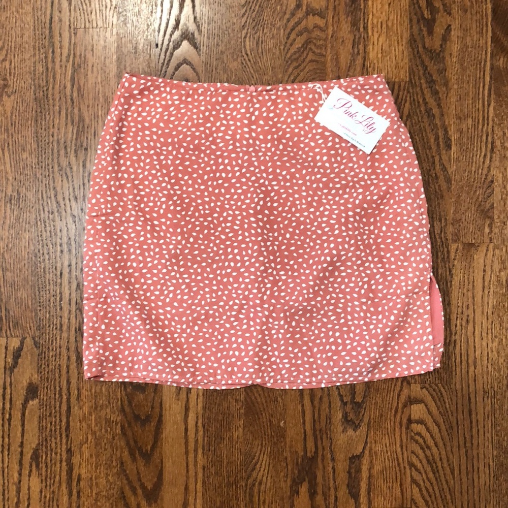 Pink Lily Spotted Mauve Side Slit Skirt